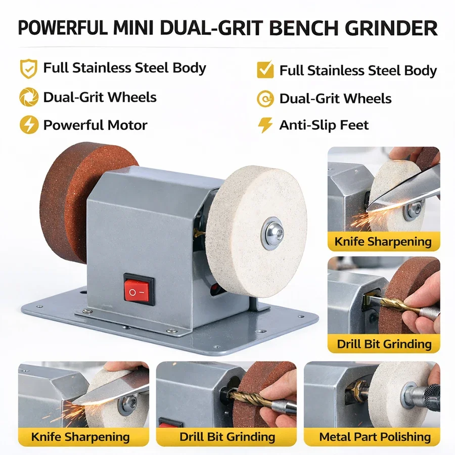 Power Tools Grinder - Amoladora de Banco Eléctrica Mini, Cuerpo