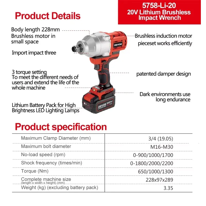 Llave de impacto Devon de 20V  - Power Tools Cordless reseña y precio